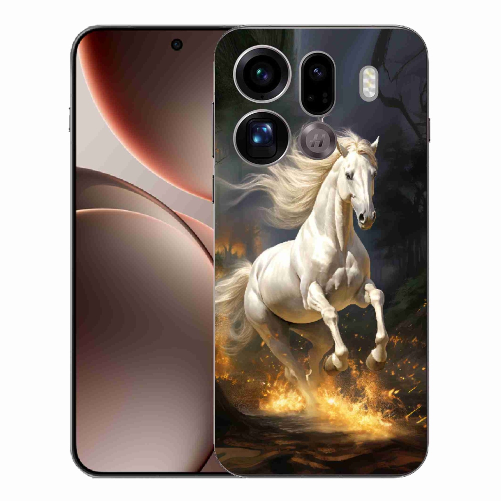 Gélový kryt mmCase na Oppo Find X9 Pro - biely kôň 2