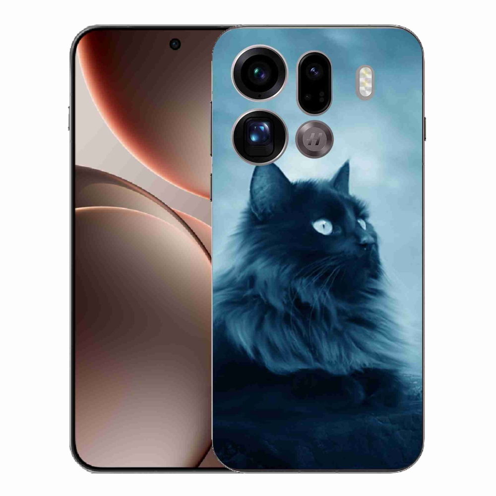 Gélový kryt mmCase na Oppo Find X9 Pro - čierna mačka 1
