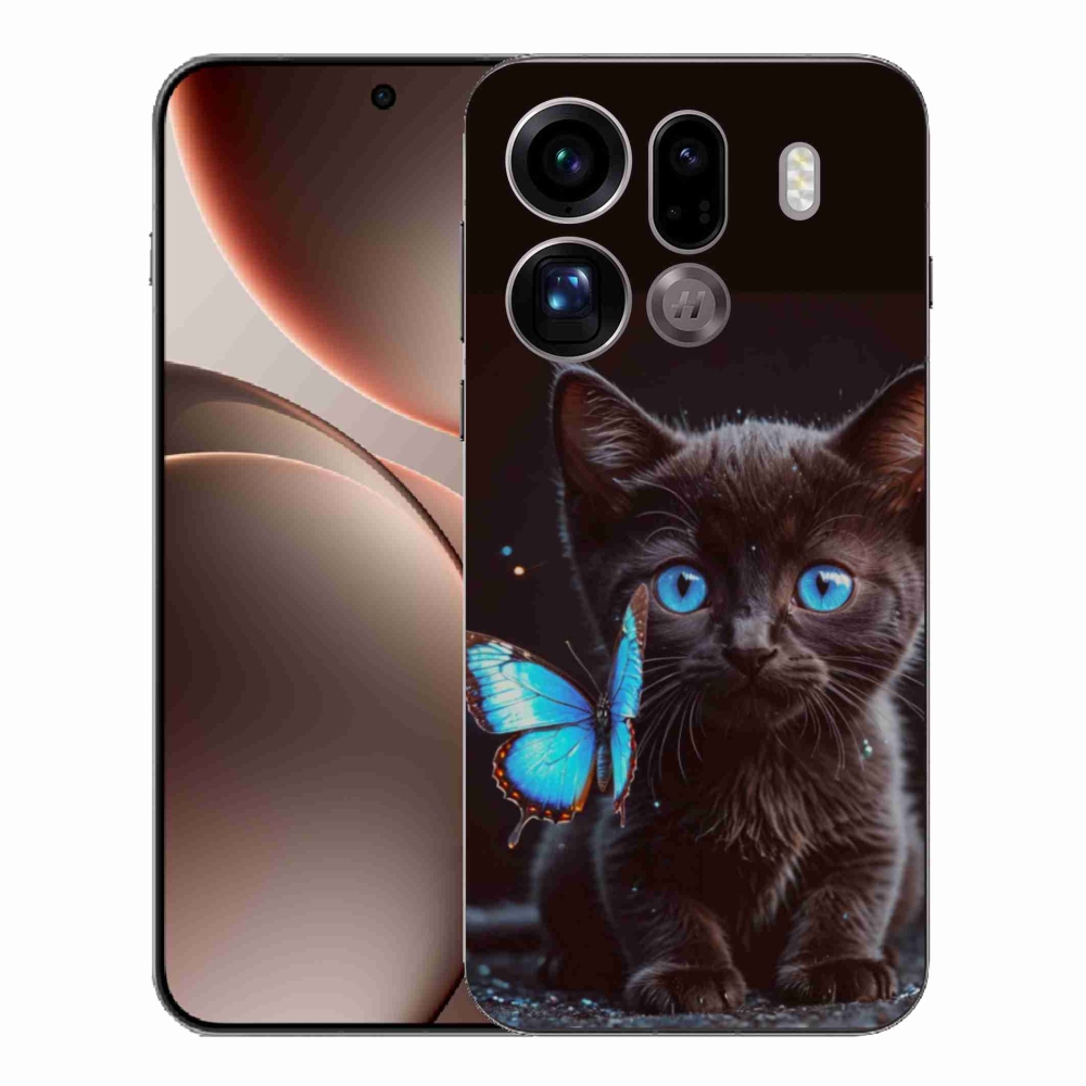 Gélový kryt mmCase na Oppo Find X9 Pro - čierne mačiatko 3