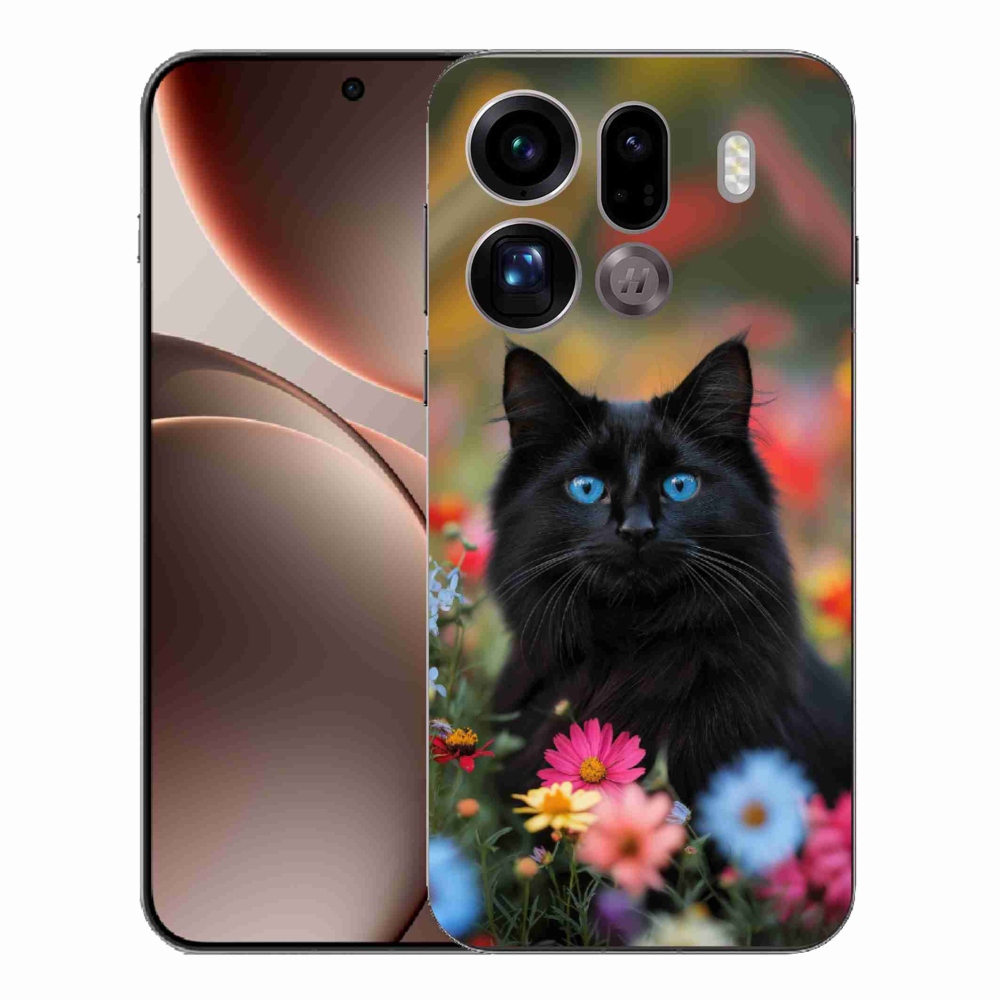 Gélový kryt mmCase na Oppo Find X9 Pro - čierne mačiatko 4
