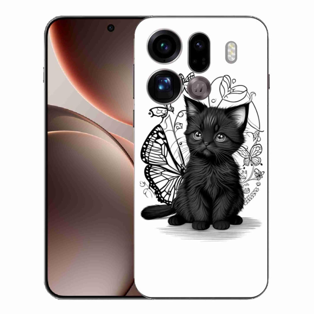 Gélový kryt mmCase na Oppo Find X9 Pro - čierne mačiatko