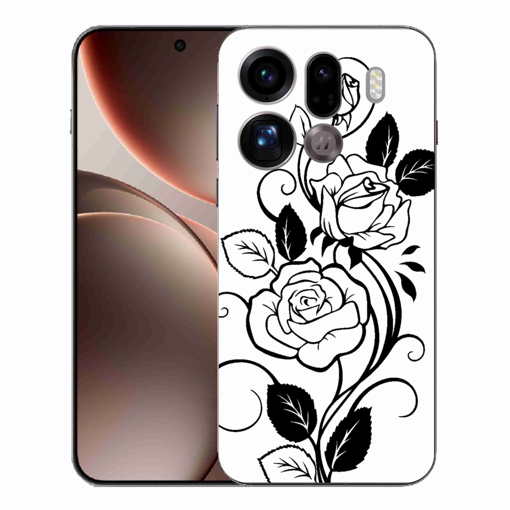 Gélový kryt mmCase na Oppo Find X9 Pro - čiernobiela ruža