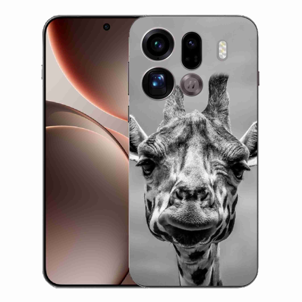 Gélový kryt mmCase na Oppo Find X9 Pro - čiernobiela žirafa