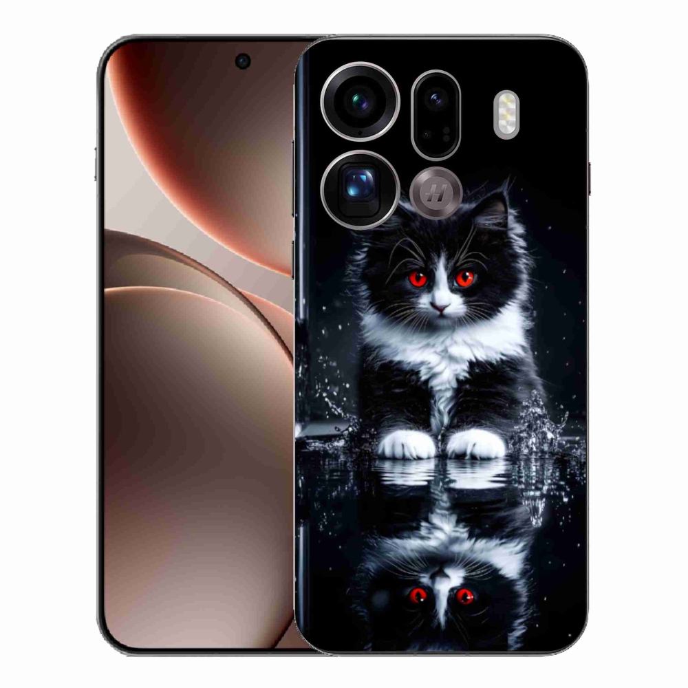 Gélový kryt mmCase na Oppo Find X9 Pro - čiernobiele mačiatko