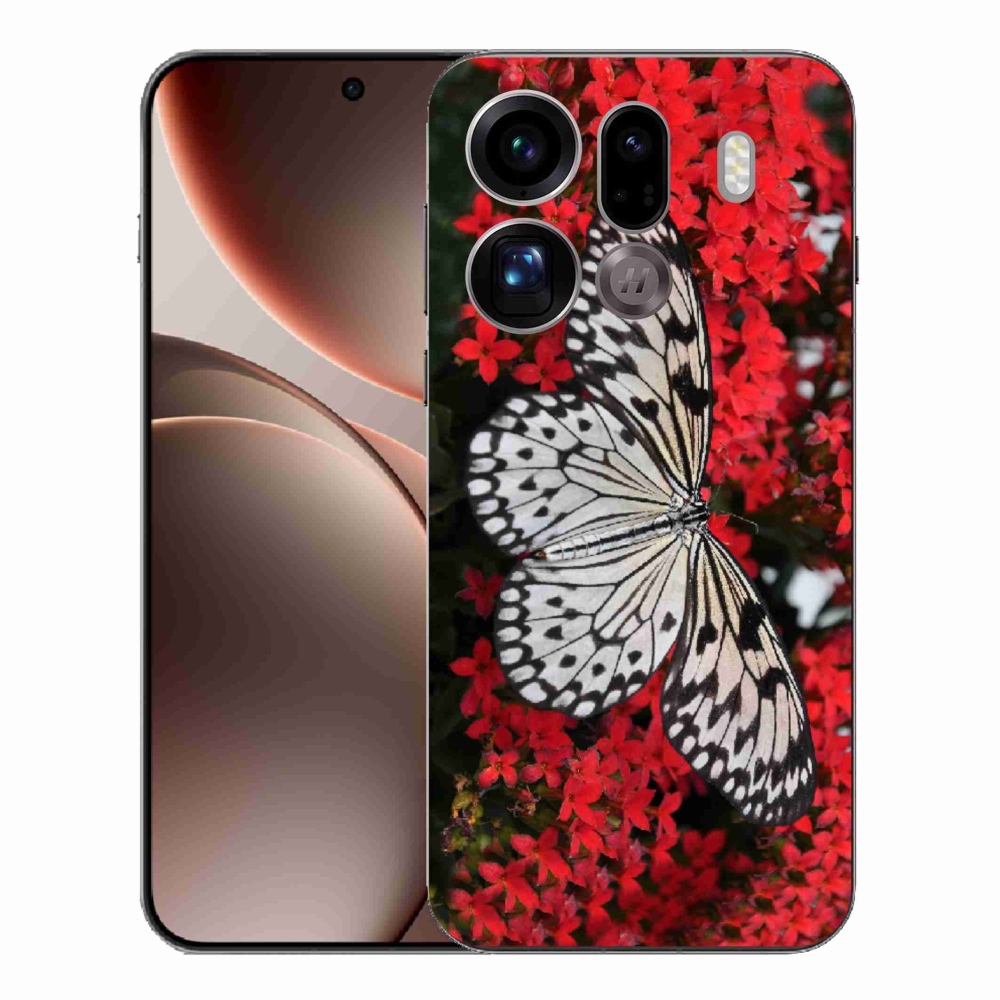 Gélový kryt mmCase na Oppo Find X9 Pro - čiernobiely motýľ 1