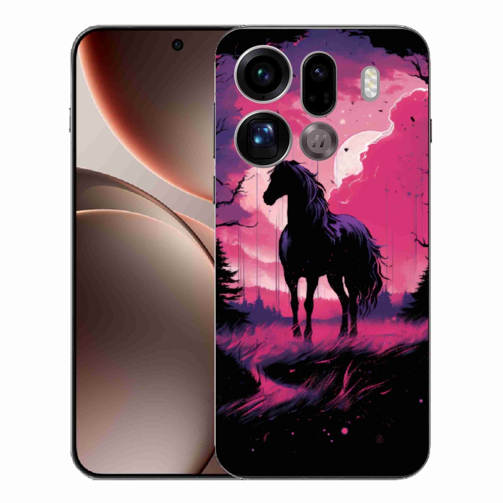 Gélový kryt mmCase na Oppo Find X9 Pro - čierny kreslený kôň 1