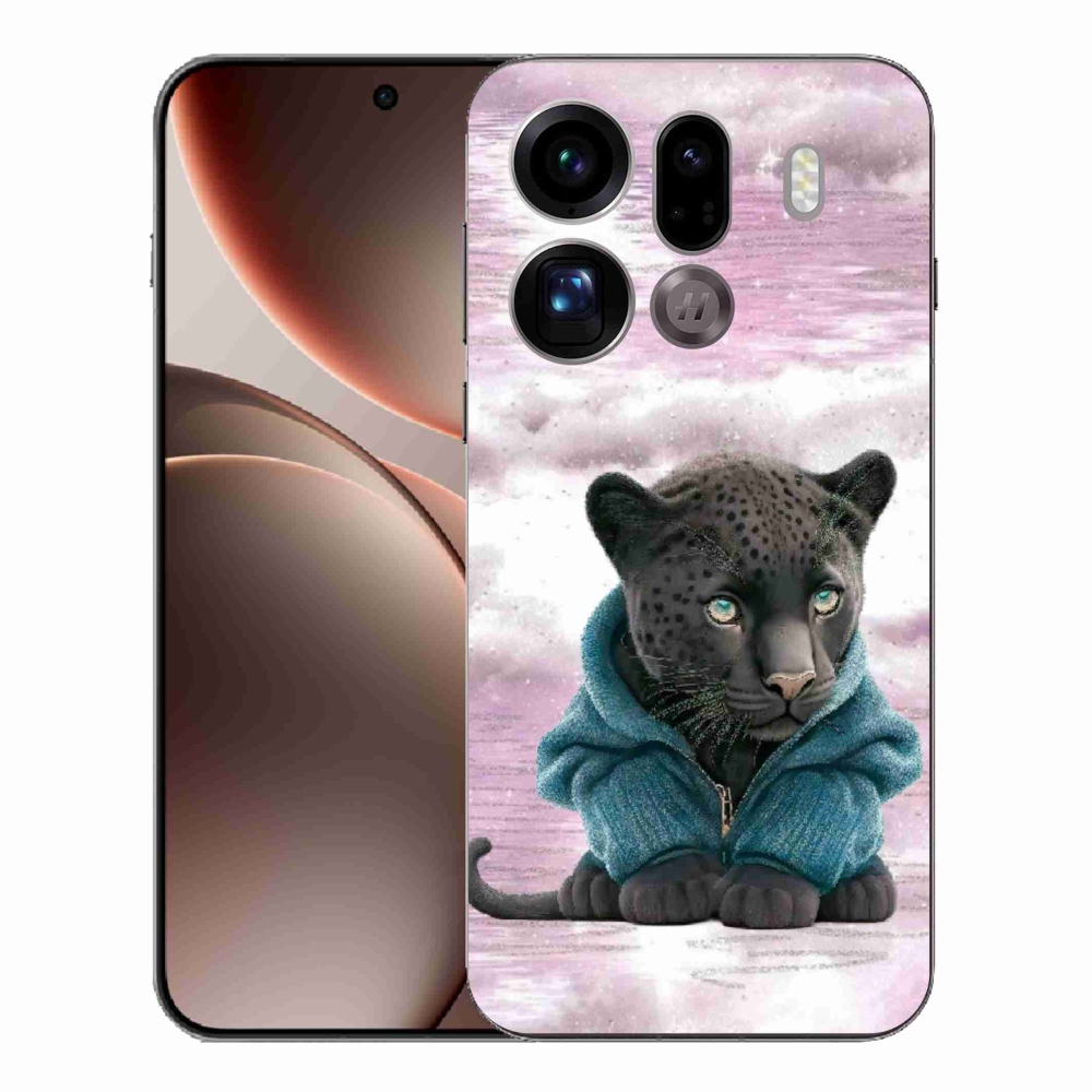 Gélový kryt mmCase na Oppo Find X9 Pro - čierny panter vo svetri