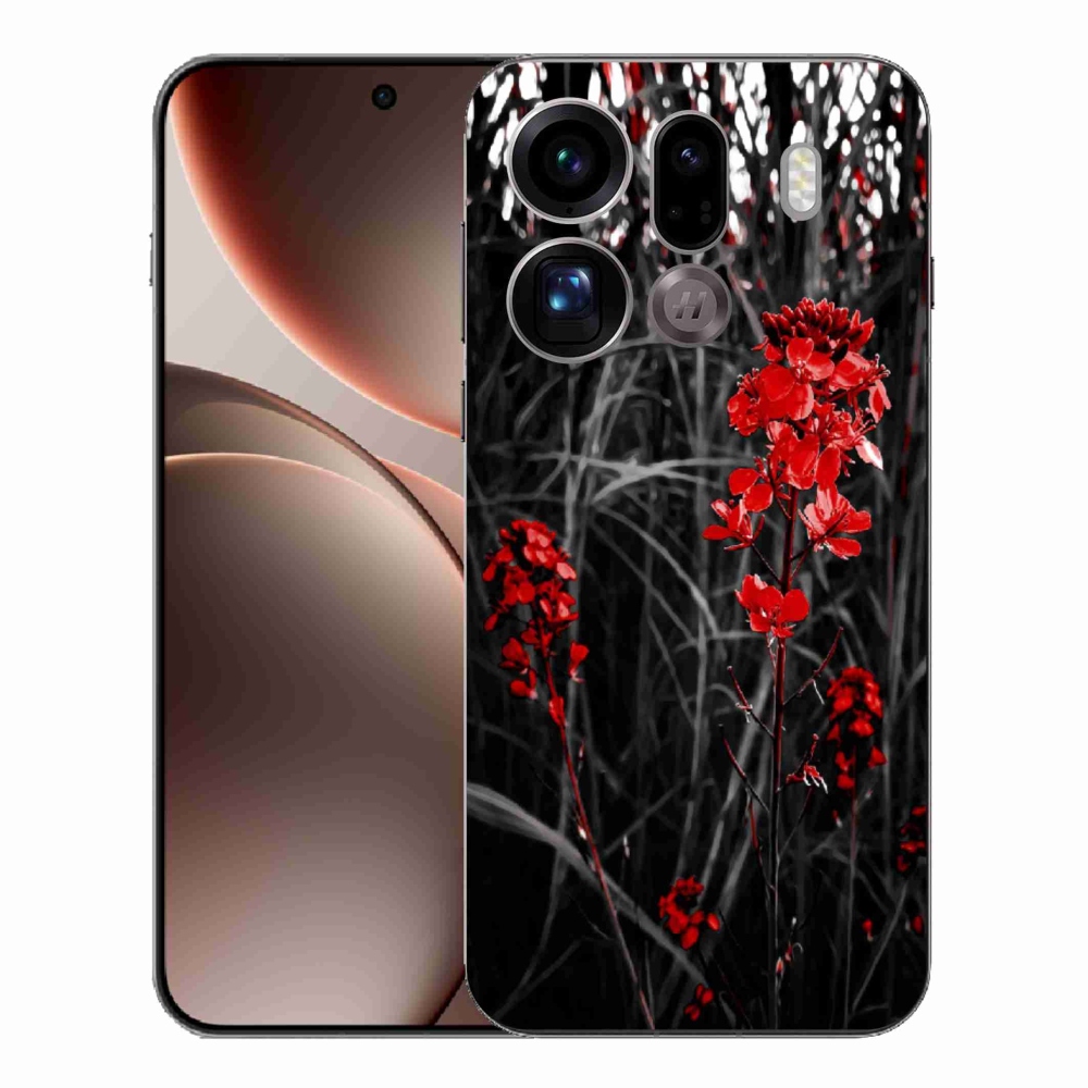 Gélový kryt mmCase na Oppo Find X9 Pro - červená rastlina