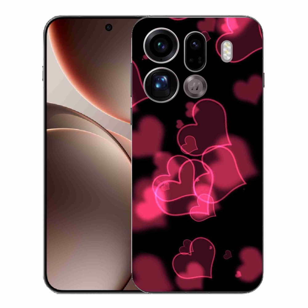 Gélový kryt mmCase na Oppo Find X9 Pro - červené srdiečka