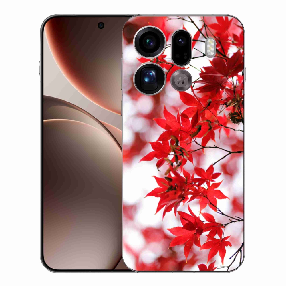 Gélový kryt mmCase na Oppo Find X9 Pro - červené listy