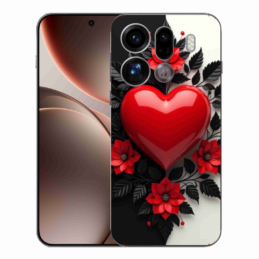 Gélový kryt mmCase na Oppo Find X9 Pro - červené srdce