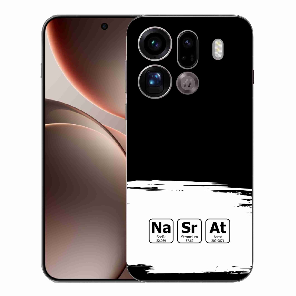 Gélový kryt mmCase na Oppo Find X9 Pro - chemické prvky bieločierne pozadie