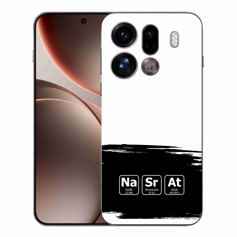 Gélový kryt mmCase na Oppo Find X9 Pro - chemické prvky čiernobiele pozadie