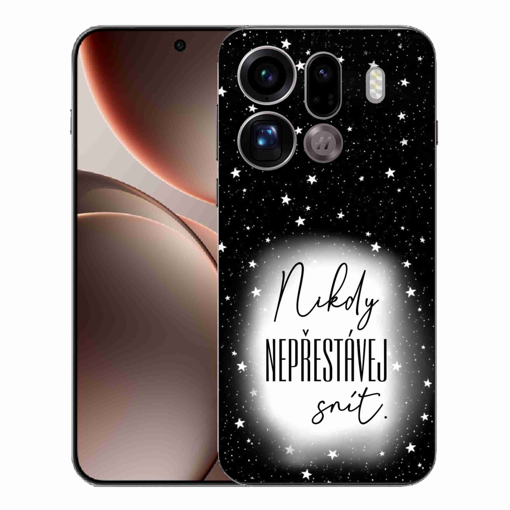 Gélový kryt mmCase na Oppo Find X9 Pro - citát 1 bieločierne pozadie