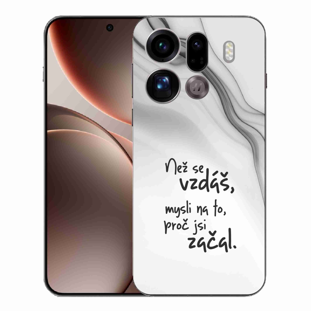 Gélový kryt mmCase na Oppo Find X9 Pro - citát 2 biele pozadie