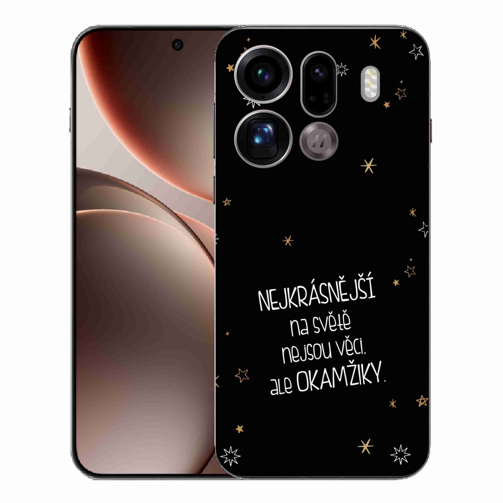 Gélový kryt mmCase na Oppo Find X9 Pro - citát 4 čierne pozadie