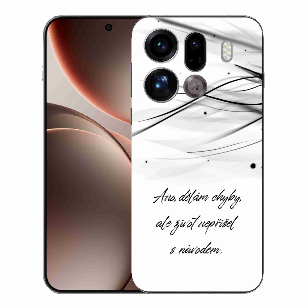 Gélový kryt mmCase na Oppo Find X9 Pro - citát biele pozadie