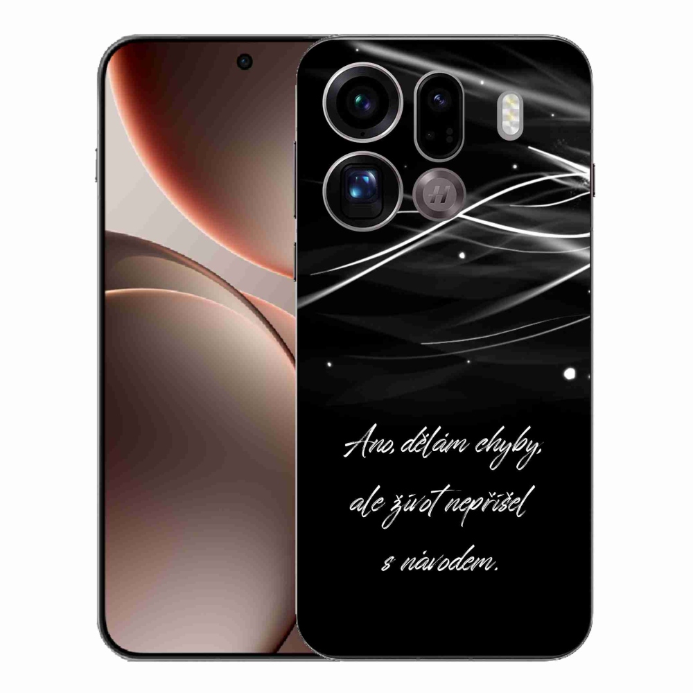 Gélový kryt mmCase na Oppo Find X9 Pro - citát čierne pozadie