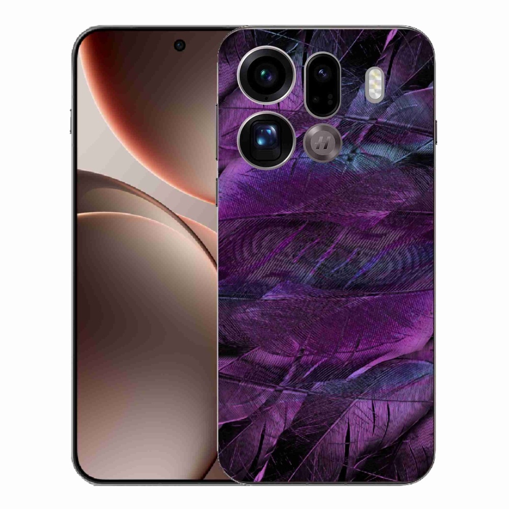 Gélový kryt mmCase na Oppo Find X9 Pro - fialové pierka