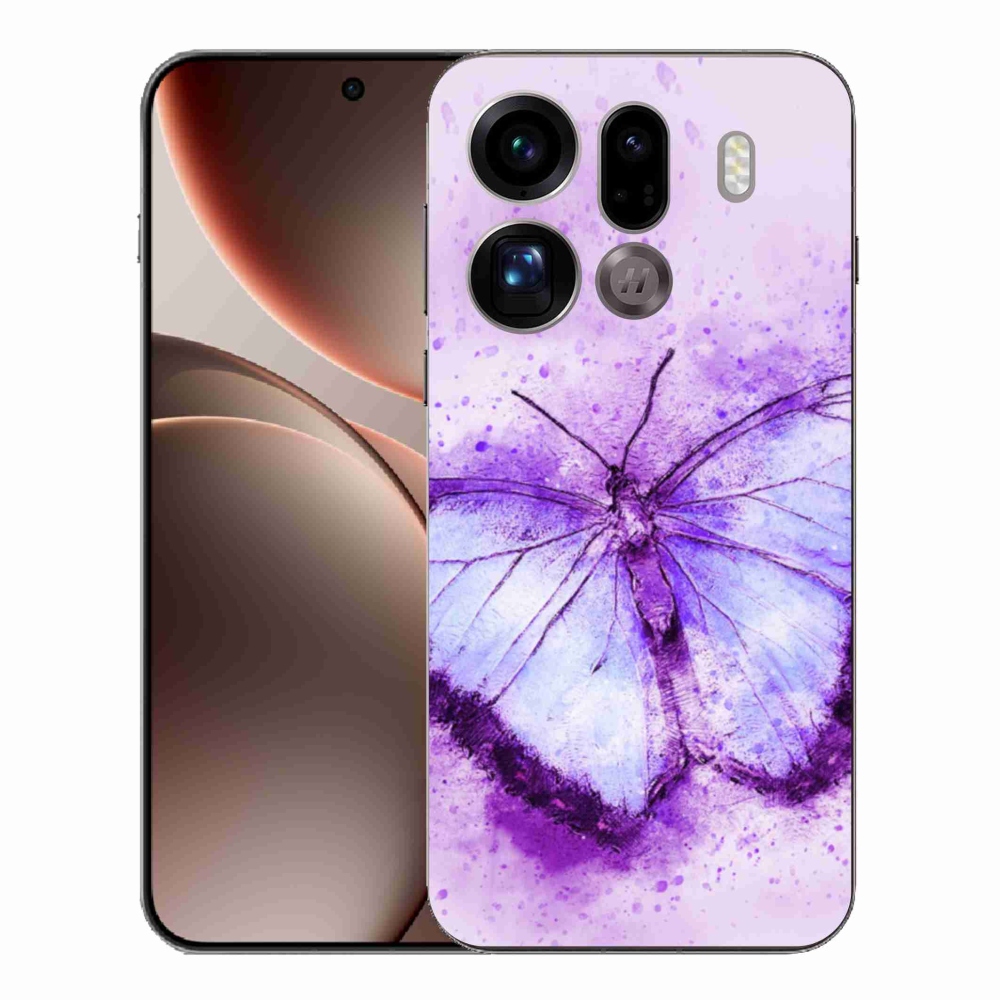 Gélový kryt mmCase na Oppo Find X9 Pro - fialový motýľ
