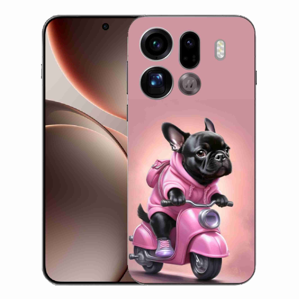Gélový kryt mmCase na Oppo Find X9 Pro - francúzsky buldoček na skútri