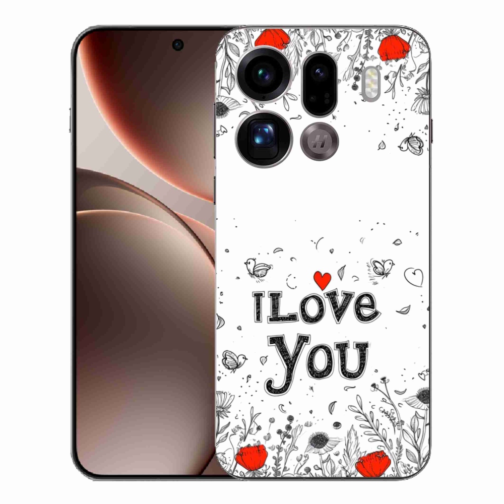 Gélový kryt mmCase na Oppo Find X9 Pro - I love you biele pozadie