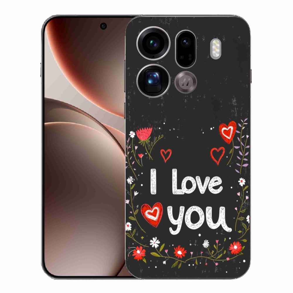 Gélový kryt mmCase na Oppo Find X9 Pro - I love you čierne pozadie