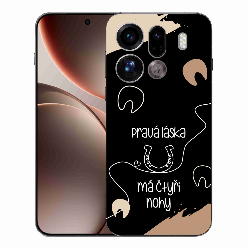Gélový kryt mmCase na Oppo Find X9 Pro - konský motív čierne pozadie