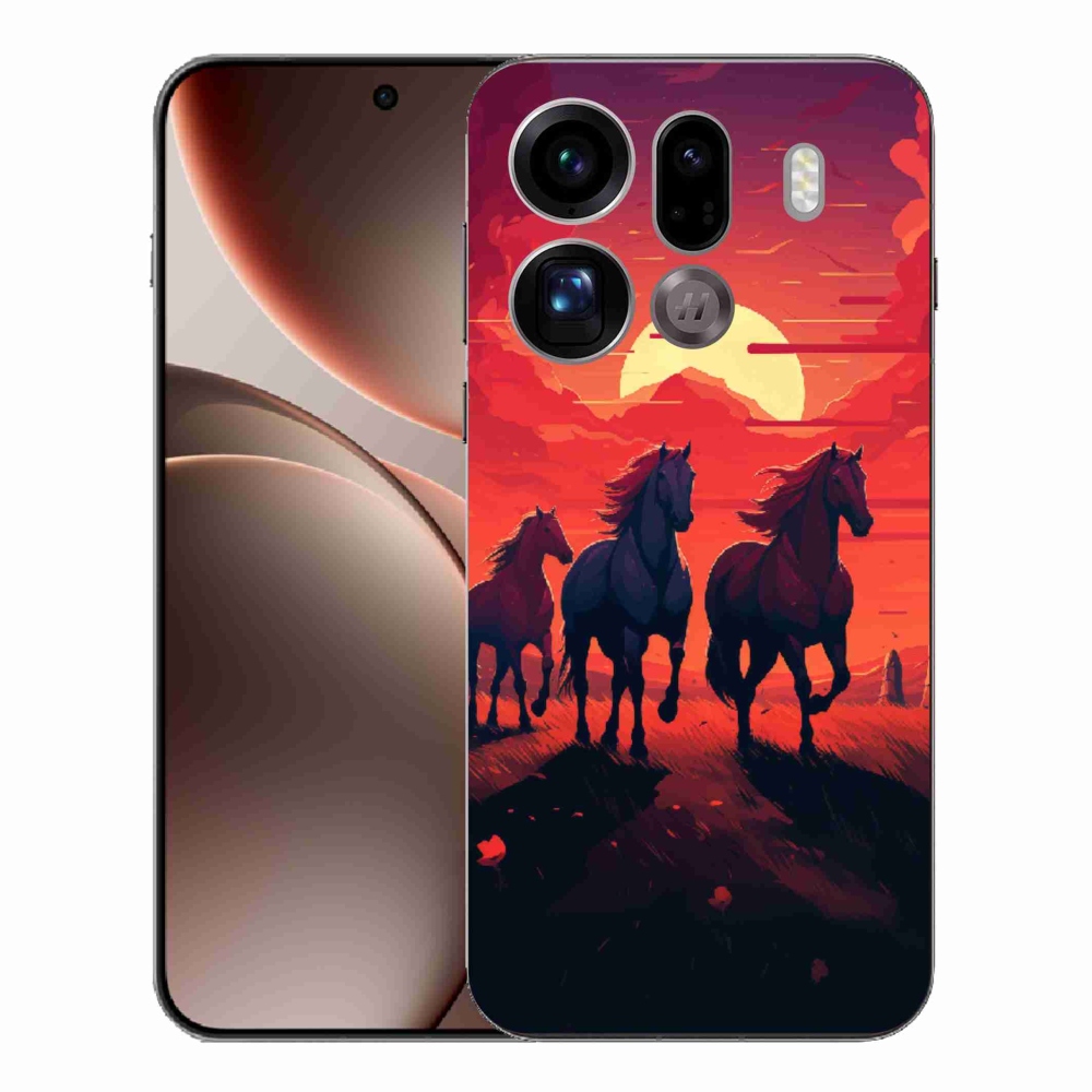 Gélový kryt mmCase na Oppo Find X9 Pro - kone a západ slnka