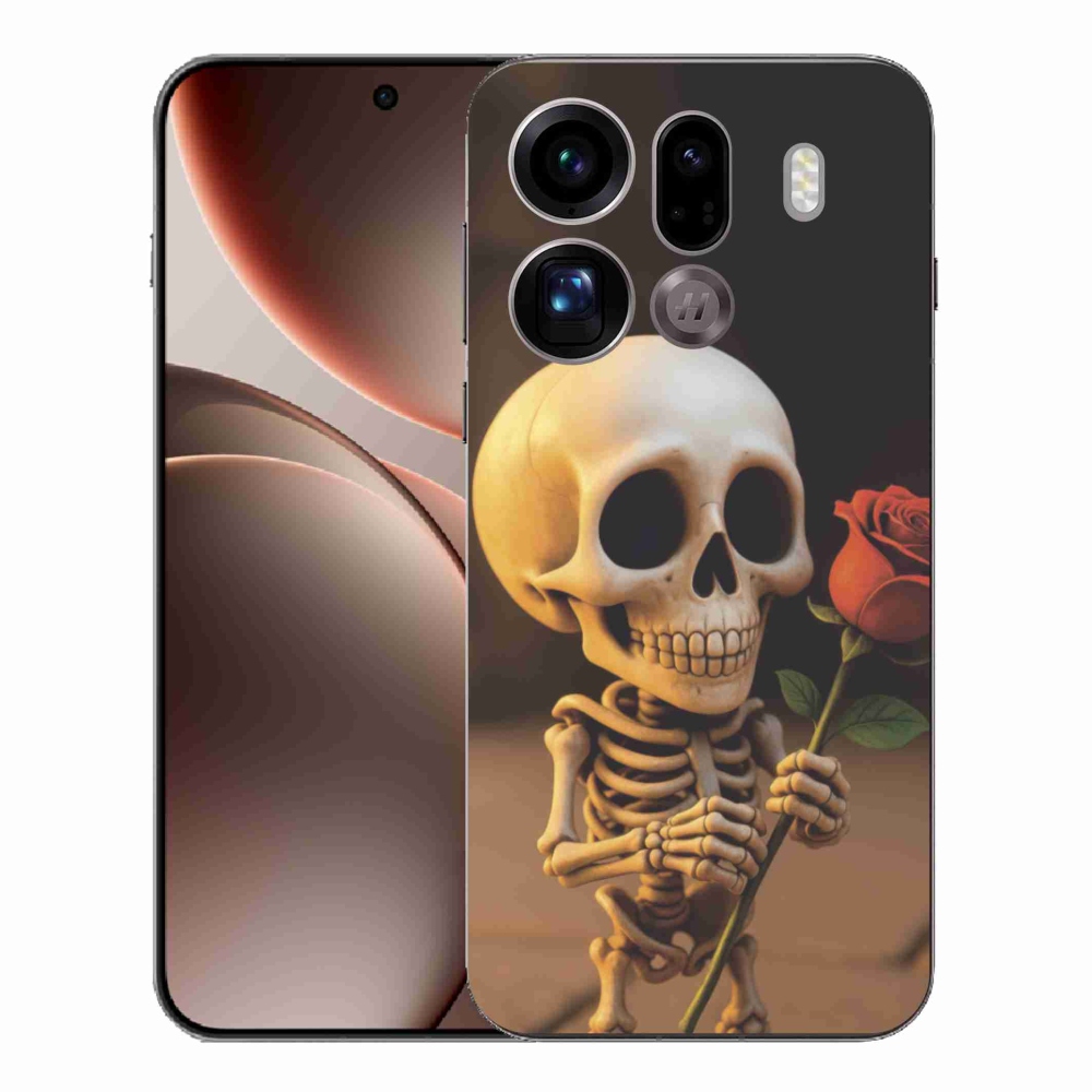 Gélový kryt mmCase na Oppo Find X9 Pro - kostlivec s ružou