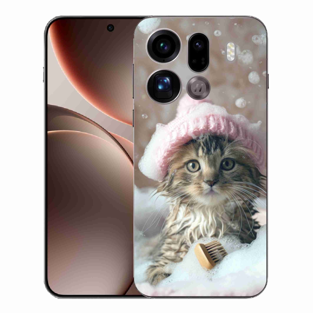 Gélový kryt mmCase na Oppo Find X9 Pro - mačiatko a kúpeľ