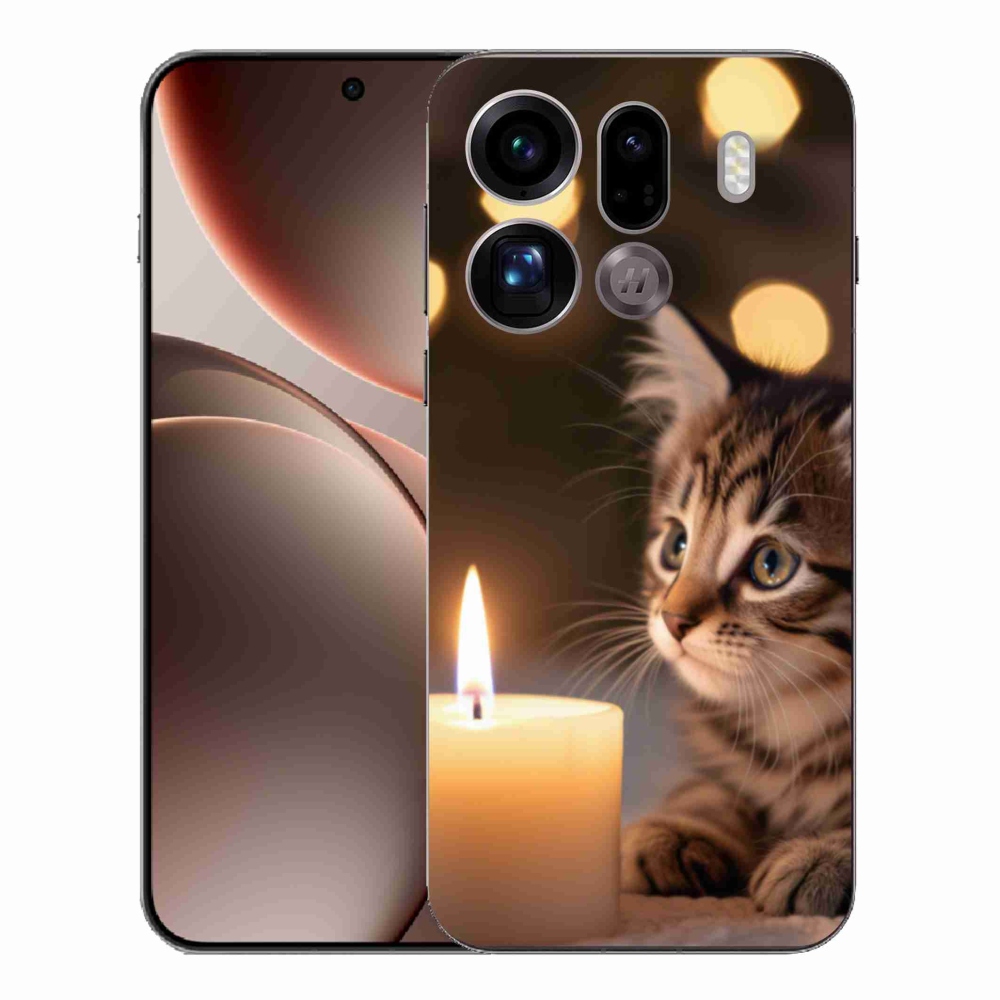 Gélový kryt mmCase na Oppo Find X9 Pro - mačiatko a sviečka