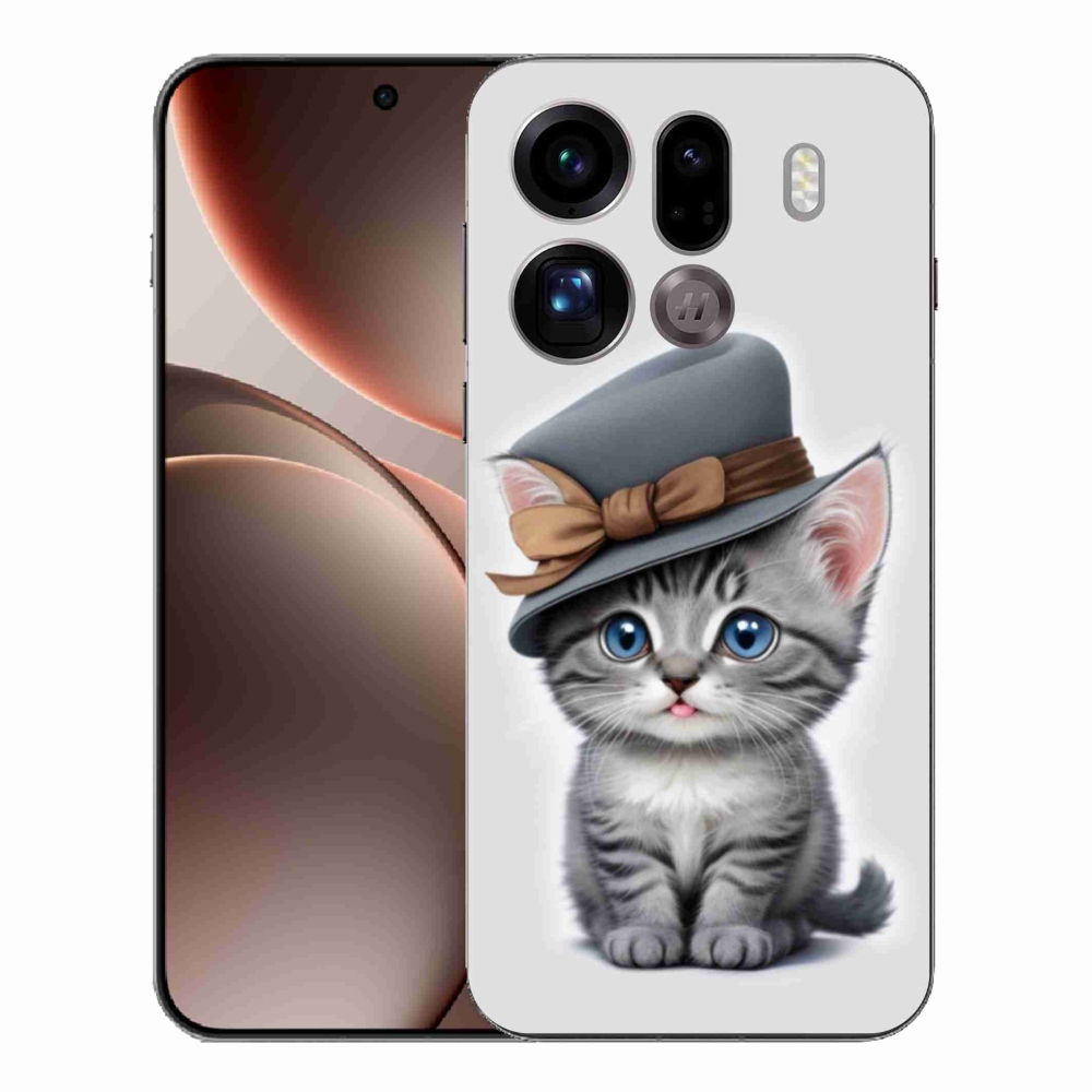 Gélový kryt mmCase na Oppo Find X9 Pro - mačiatko s klobúkom