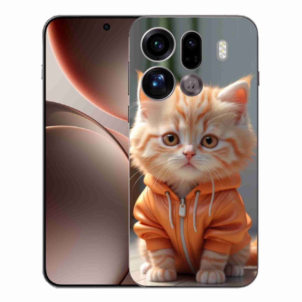 Gélový kryt mmCase na Oppo Find X9 Pro - mačiatko v mikine