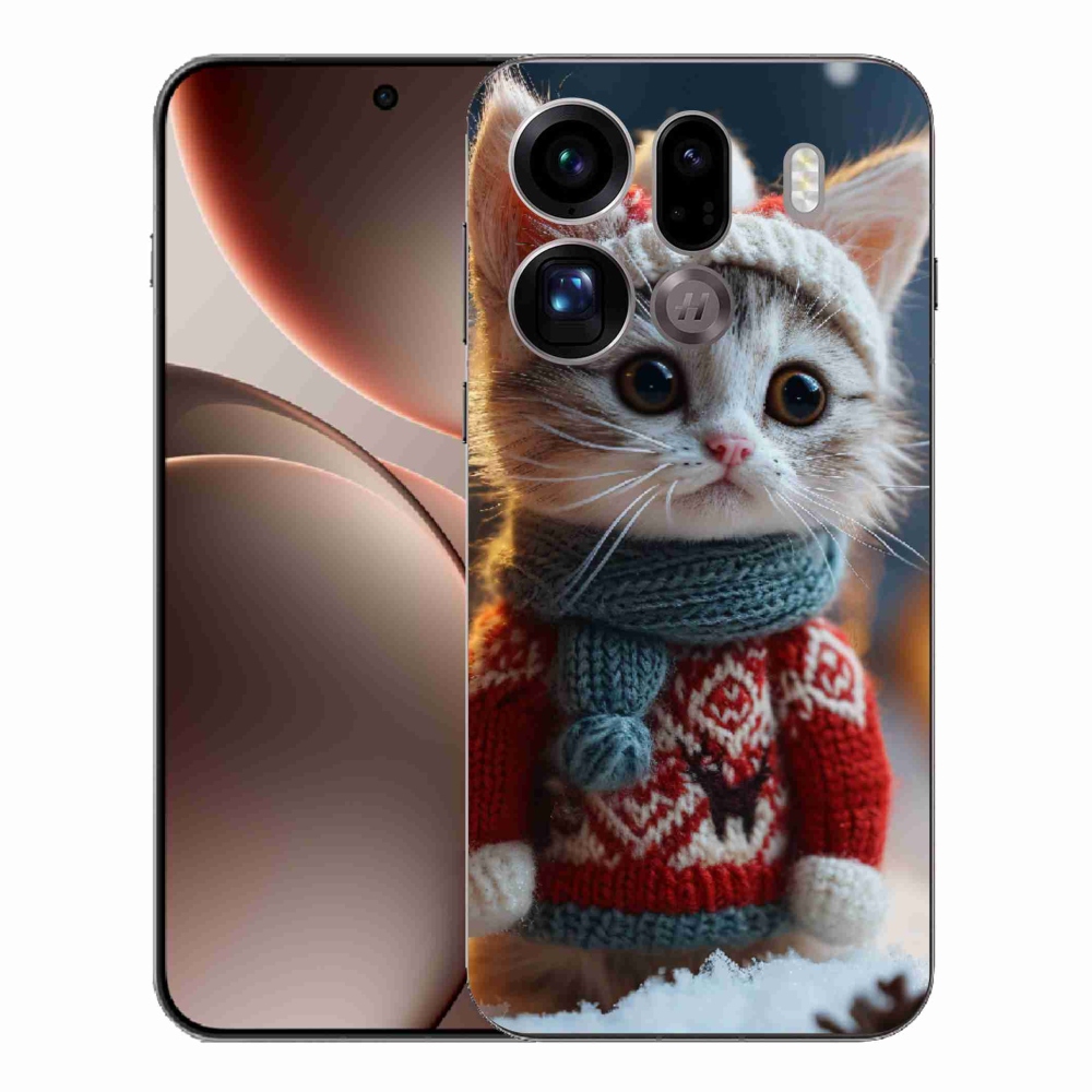 Gélový kryt mmCase na Oppo Find X9 Pro - mačiatko vo svetri
