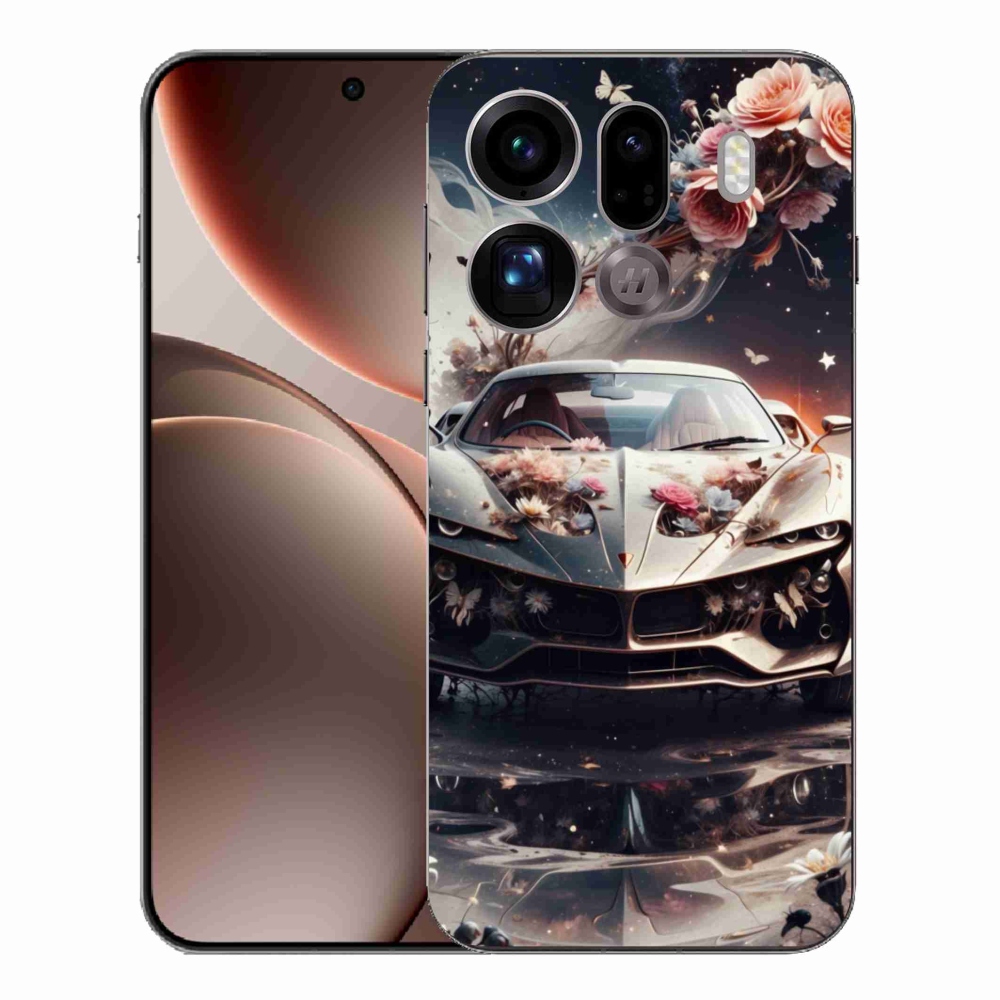 Gélový kryt mmCase na Oppo Find X9 Pro - kvetinový športový automobil