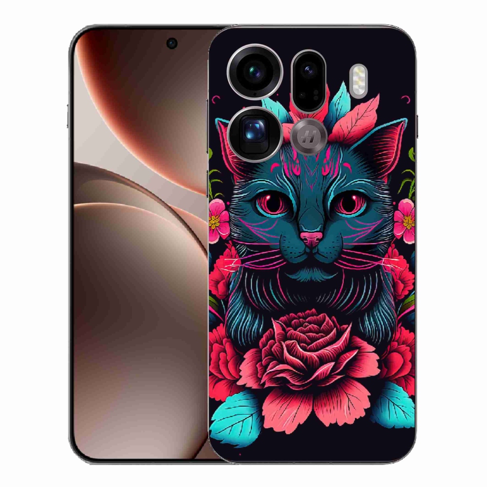 Gélový kryt mmCase na Oppo Find X9 Pro - kvety a mačka