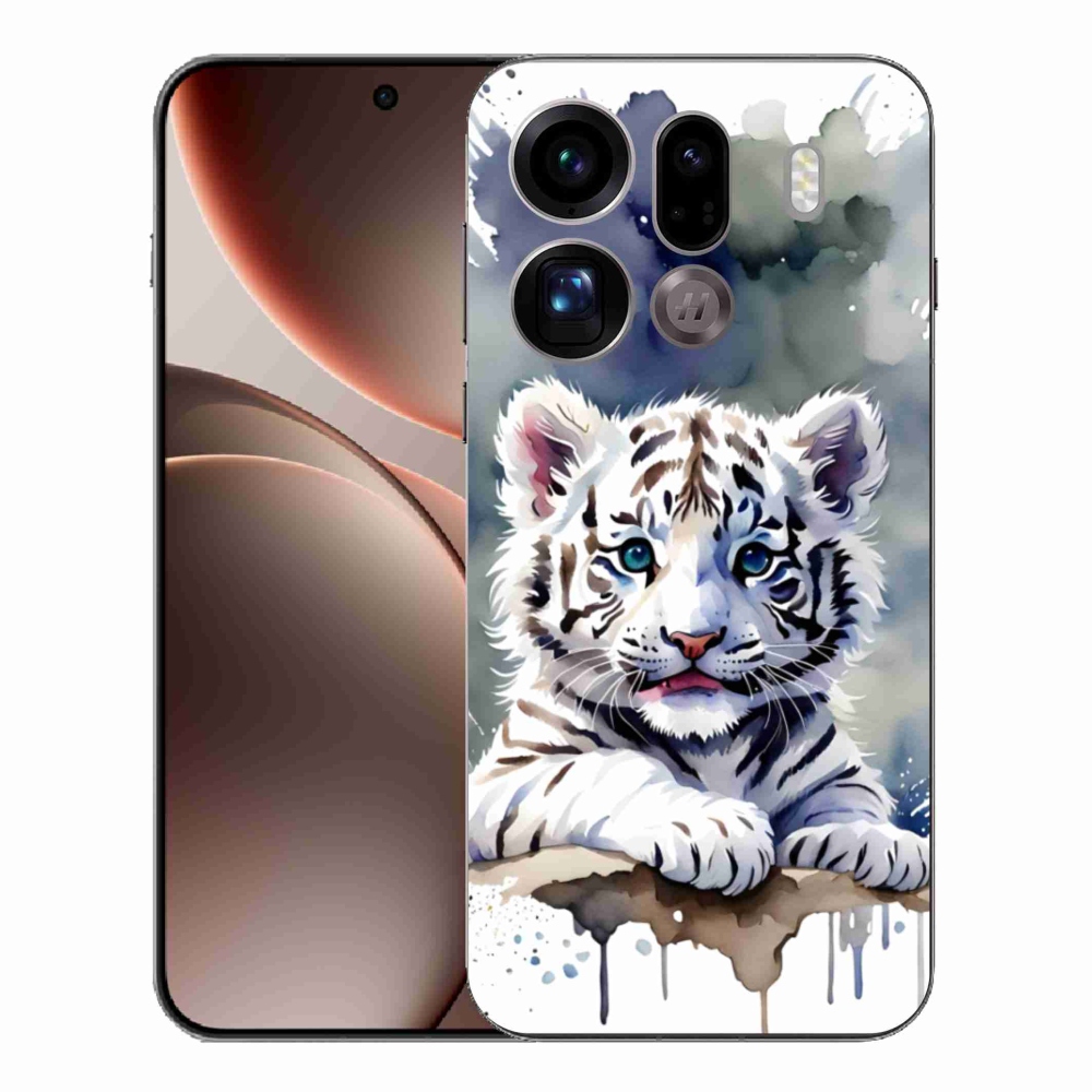 Gélový kryt mmCase na Oppo Find X9 Pro - mláďa bieleho tigra