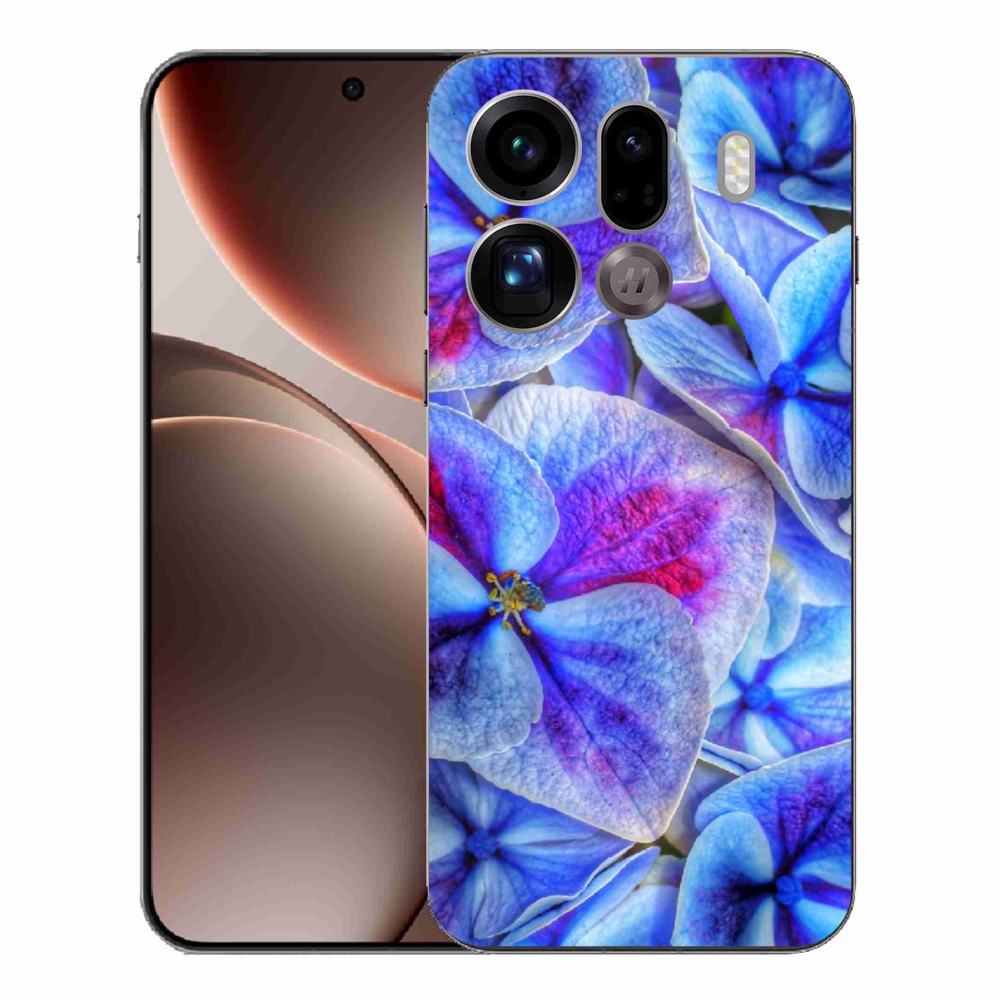 Gélový kryt mmCase na Oppo Find X9 Pro - modré kvety 1