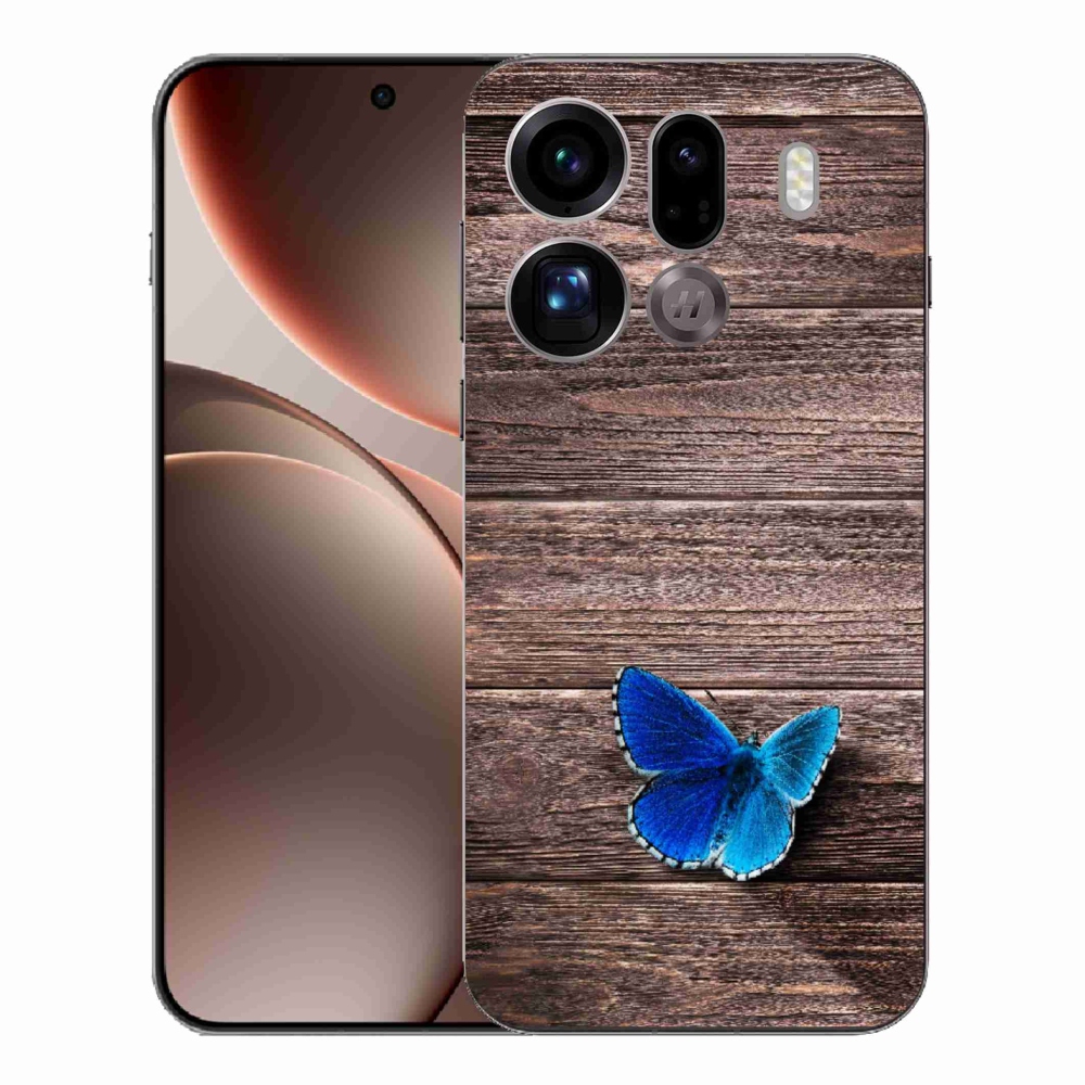 Gélový kryt mmCase na Oppo Find X9 Pro - modrý motýľ 1