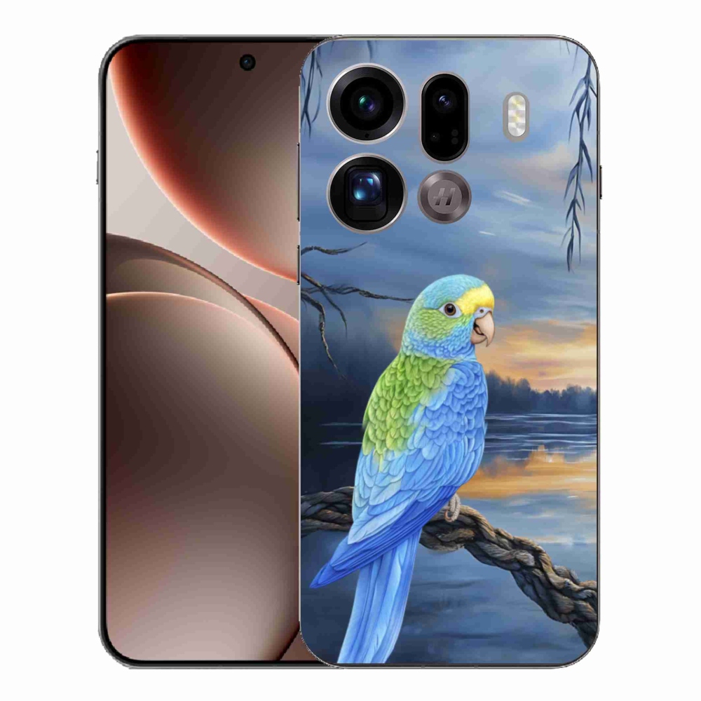 Gélový kryt mmCase na Oppo Find X9 Pro - modrý papagáj