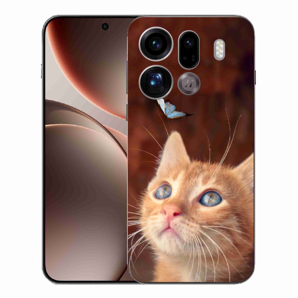 Gélový kryt mmCase na Oppo Find X9 Pro - motýľ a mačiatko