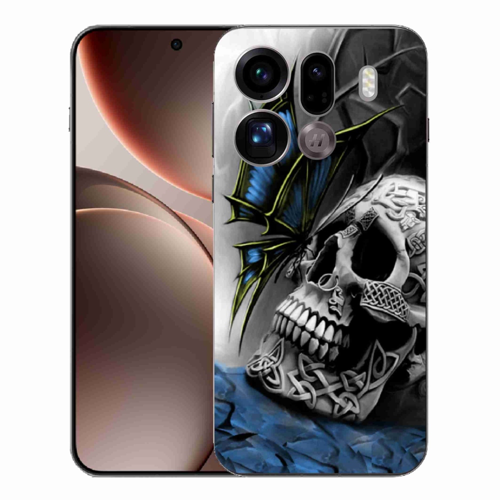 Gélový kryt mmCase na Oppo Find X9 Pro - motýľ a lebka