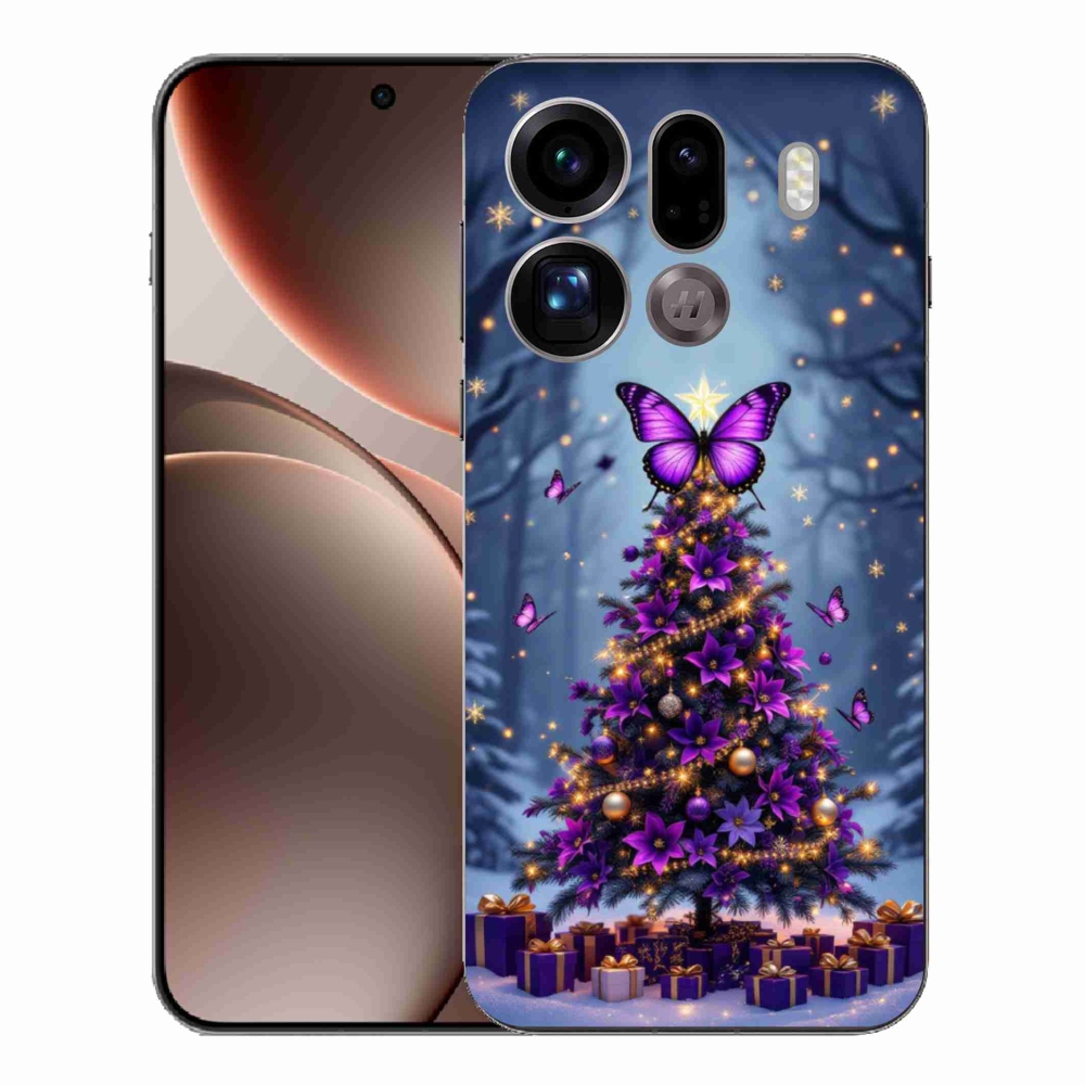 Gélový kryt mmCase na Oppo Find X9 Pro - motýlí vianočný stromček