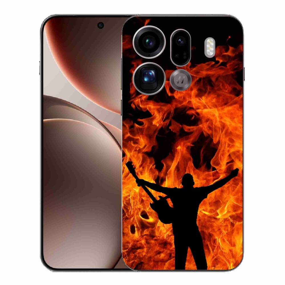 Gélový kryt mmCase na Oppo Find X9 Pro - muzikant a oheň