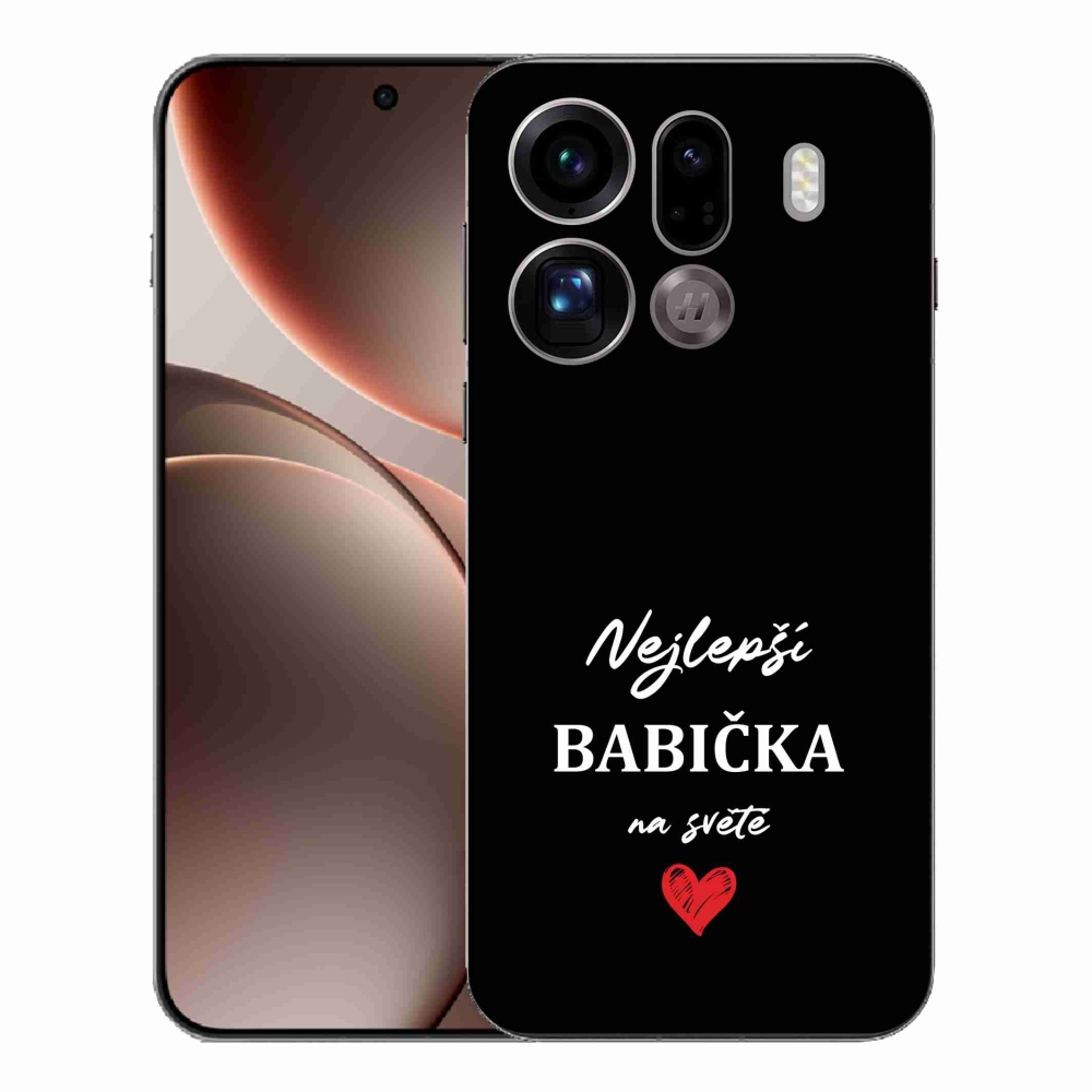 Gélový kryt mmCase na Oppo Find X9 Pro - najlepšia babička 1 čierne pozadie