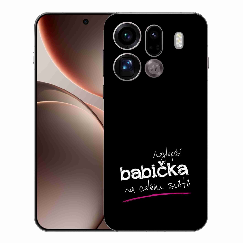 Gélový kryt mmCase na Oppo Find X9 Pro - najlepšia babička 4 čierne pozadie