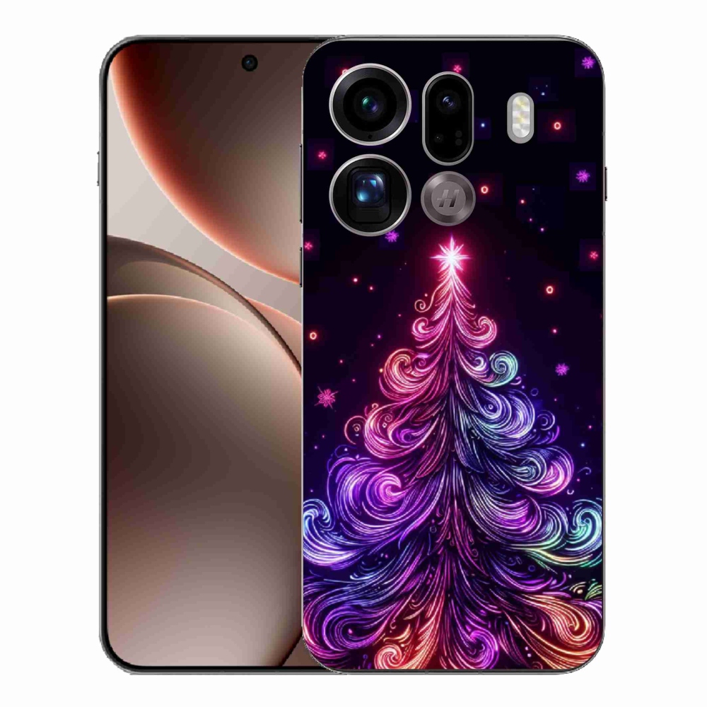 Gélový kryt mmCase na Oppo Find X9 Pro - neónový vianočný stromček 1