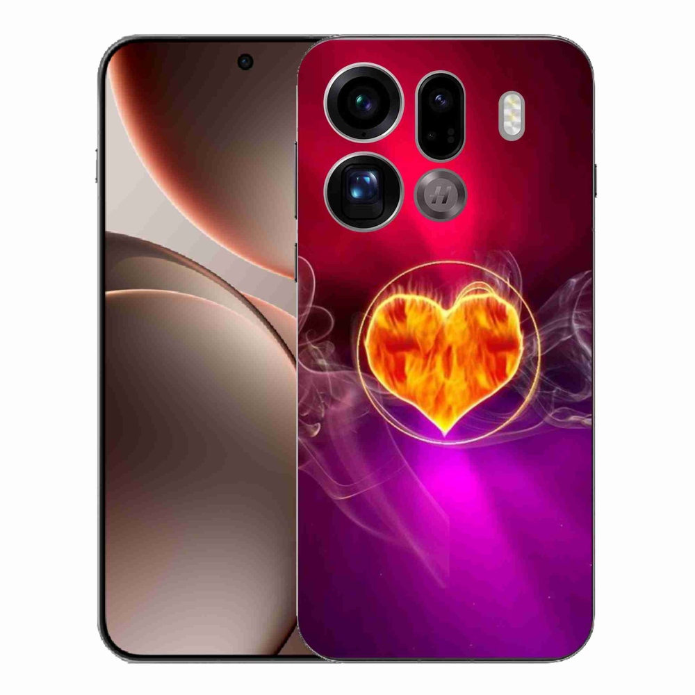 Gélový kryt mmCase na Oppo Find X9 Pro - ohnivé srdce