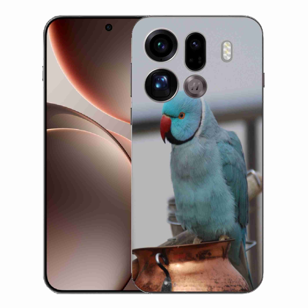 Gélový kryt mmCase na Oppo Find X9 Pro - papagáj alexander modrý